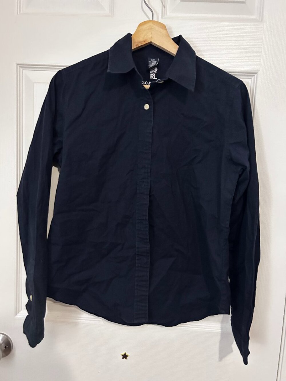 Ralph Lauren Polo Jeans Navy Button Up - Vintage Style Size M